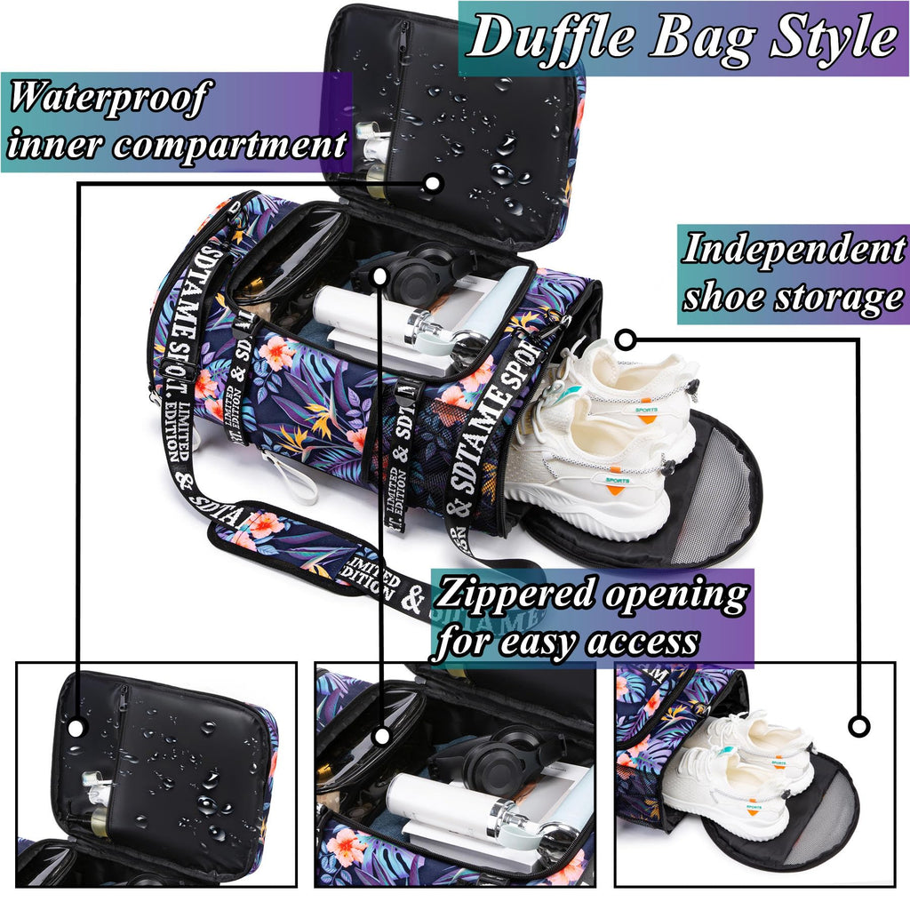 Gym Duffle Bag Backpack with Shoe Compartment,4 ways Travel Backpack for Women and Men,Multi-Functional Weekender bag with Waterproof Layer&Laptop Compartment for Fitness, Travel,Camping