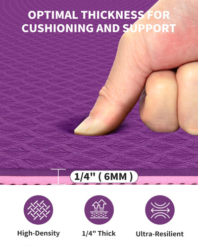 CAMBIVO Large Yoga Mat (6'x 4'), Extra Wide Workout Mat for Men and Women, Yoga Mat Thick 1/3 &1/4 Exercise Mats for Home Workout, Yoga, Pilates (Black,1/4 inch)