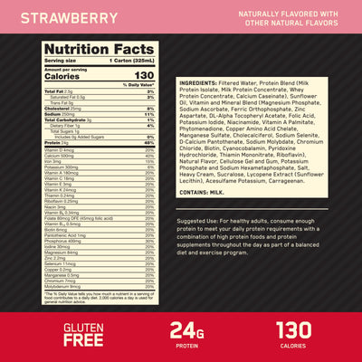 Optimum Nutrition Gold Standard Protein Shake, 24g Protein, Ready to Drink Protein Drinks, Chocolate, 11 Fl Oz, 12 Count (Pack of 1) (Packaging May Vary)