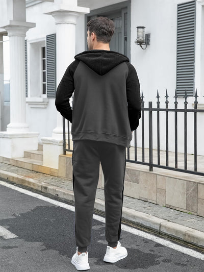 Men's Tracksuit 2 Pieces Set Zip Up Hoodie Sweatsuits Athletic Jogging Suit Set Casual Outfit with Pockets