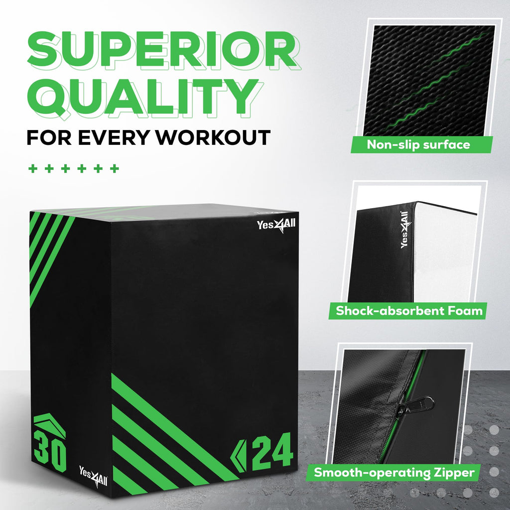 Yes4All 3 in 1 Foam Plyometric Jump Box for Training & Conditioning - Plyo Jump Box for Fitness Workout Exercise