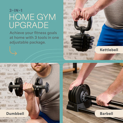 Lifepro Adjustable Dumbbells Set - 5in1-15lb 25lb 43lb 55lb weights Set & Single with Rack - Quick Adjust, Secure Grip - Compact Hand Weights for Men Women Home Gym