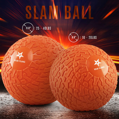 Yes4All Upgraded Fitness Slam Medicine Ball 10lbs for Strength, Power Workout | Exercise, Workout Ball | Orange Beast
