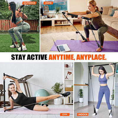 Pilates Bar Kit with Resistance Bands, Pilates Equipment, Multifunctional Pilates Bar for Women & Men, Pilates kit for Hip, Back, Arm, Full-Body Workouts, Home Gym Strength Training Equipment
