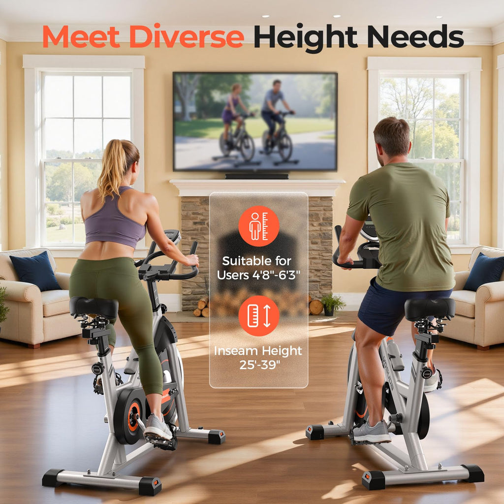 YOSUDA Exercise Bike, Brake Pad Stationary Bike for Home with Exclusive App, Magnetic Indoor Cycling Bike with 300 lb Weight Capacity, Low Noise, Tablet Holder and Fitness Courses for Weight Loss