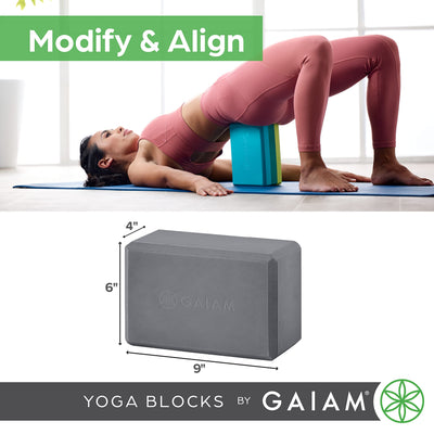 Gaiam Yoga Block - Supportive Latex-Free Eva Foam - Soft Non-Slip Surface with Beveled Edges for Yoga, Pilates, Meditation - Yoga Accessories for Stability, Balance, Deepen Stretches