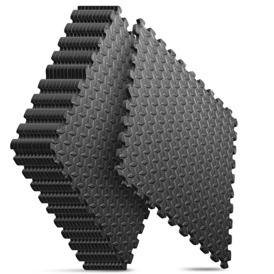 Home Gym Mat, Puzzle Exercise Mat, EVA Interlocking Foam Floor Tiles for Home Workout Equipment and Kids' Play Areas - Grey, 24 in x 24 in x ½ in - 12 Tiles (Grey, 12 Pack, 48 SQ FT)