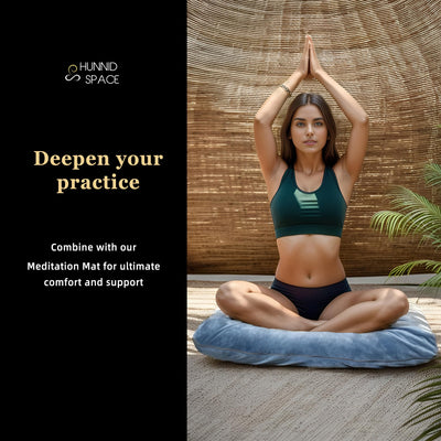 Meditation Zafu Cushion Set with Buckwheat Hulls & Memory Foam - Ergonomic Support for Yoga & Sitting - Removable Machine-Washable Luxury Velvet Cover - for Adults and Kids (Blue)