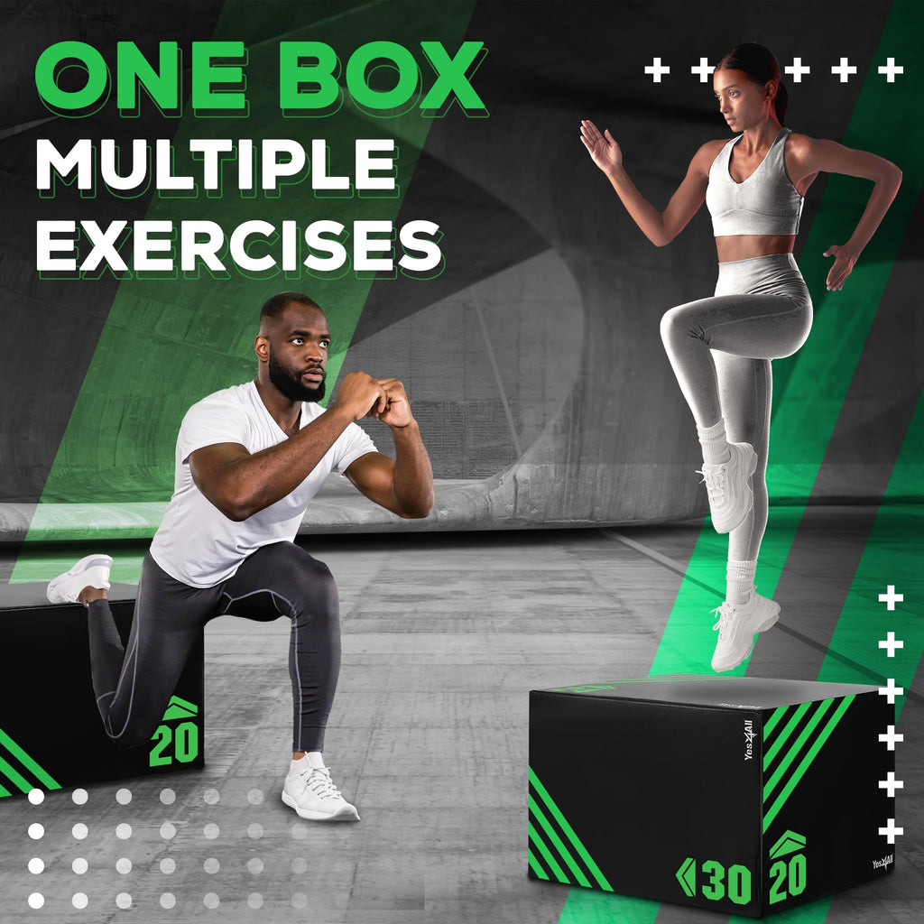 Yes4All 3 in 1 Foam Plyometric Jump Box for Training & Conditioning - Plyo Jump Box for Fitness Workout Exercise