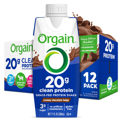 Orgain Clean Protein Shake, Grass Fed Dairy, Vanilla Bean - 20g Whey High Protein, Kosher, Ready to Drink, Low Net Carbs, Gluten Free, No Soy Ingredients, 11 Fl Oz (Pack of 12)