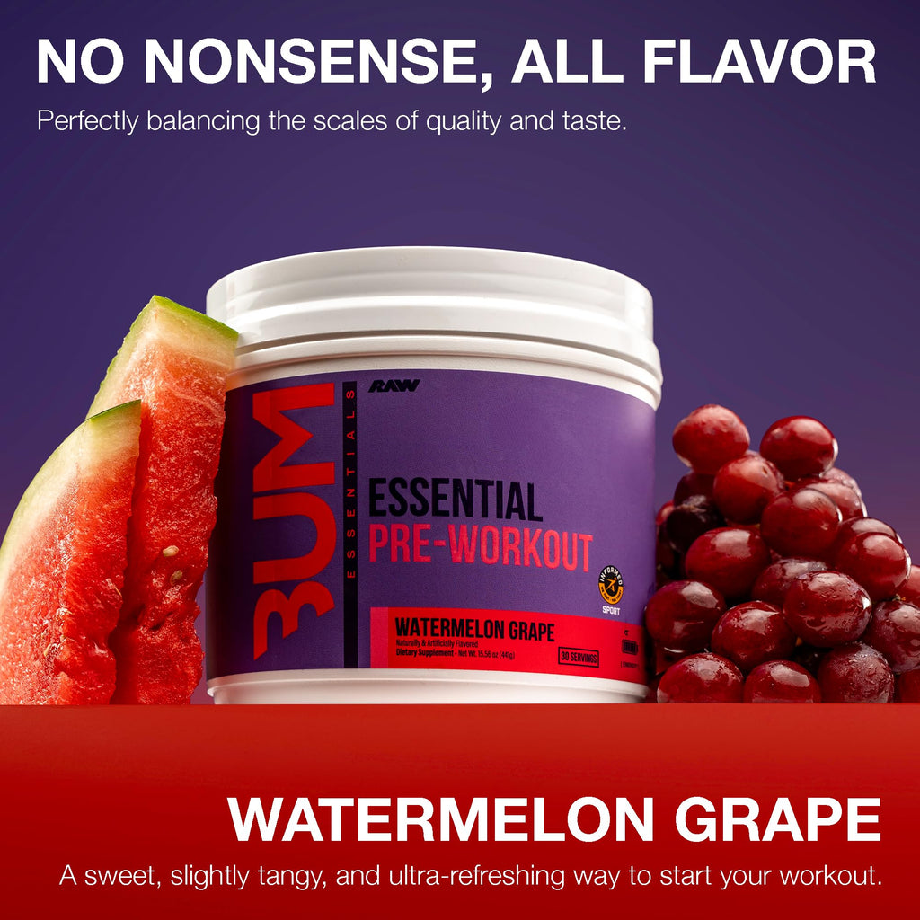 RAW Nutrition - Essential Pre - Chris Bumstead Pre Workout Formula, Sports Nutrition Pre-Workout Powders | Men & Womens Drink, Energy Powder for Working Out (Peach Mango)