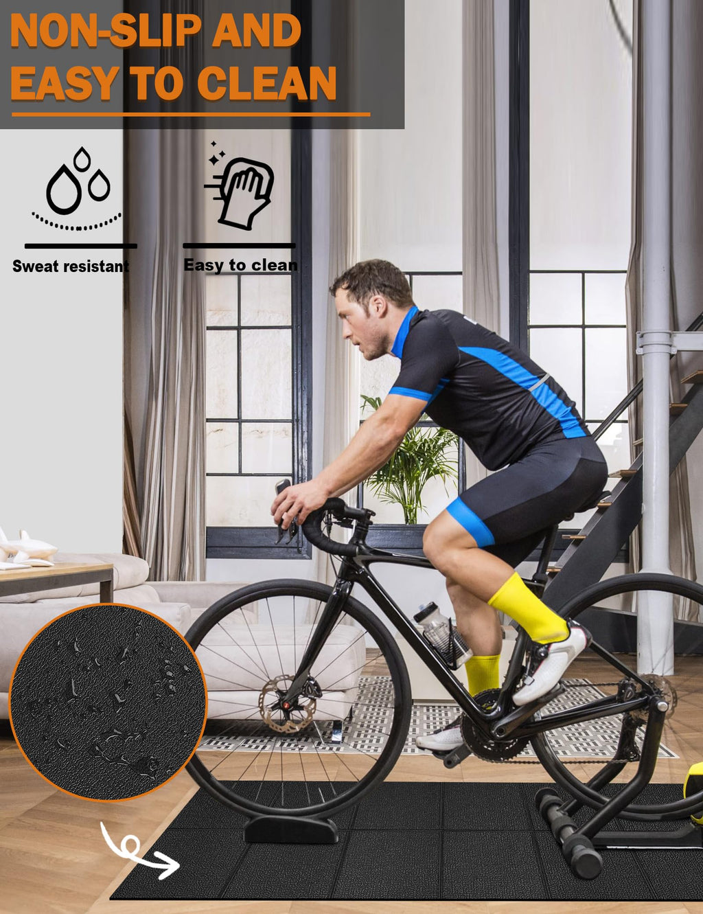 Treadmill Mat 96"x36", WERCHO Walking Pad Mat for Carpet Hardwood Floors 6mm Heavy-Duty Exercise Equipment Mat for Rowing Machine, Treadmil Pad, Spin Bike, Elliptical Trainer, Home, Gym