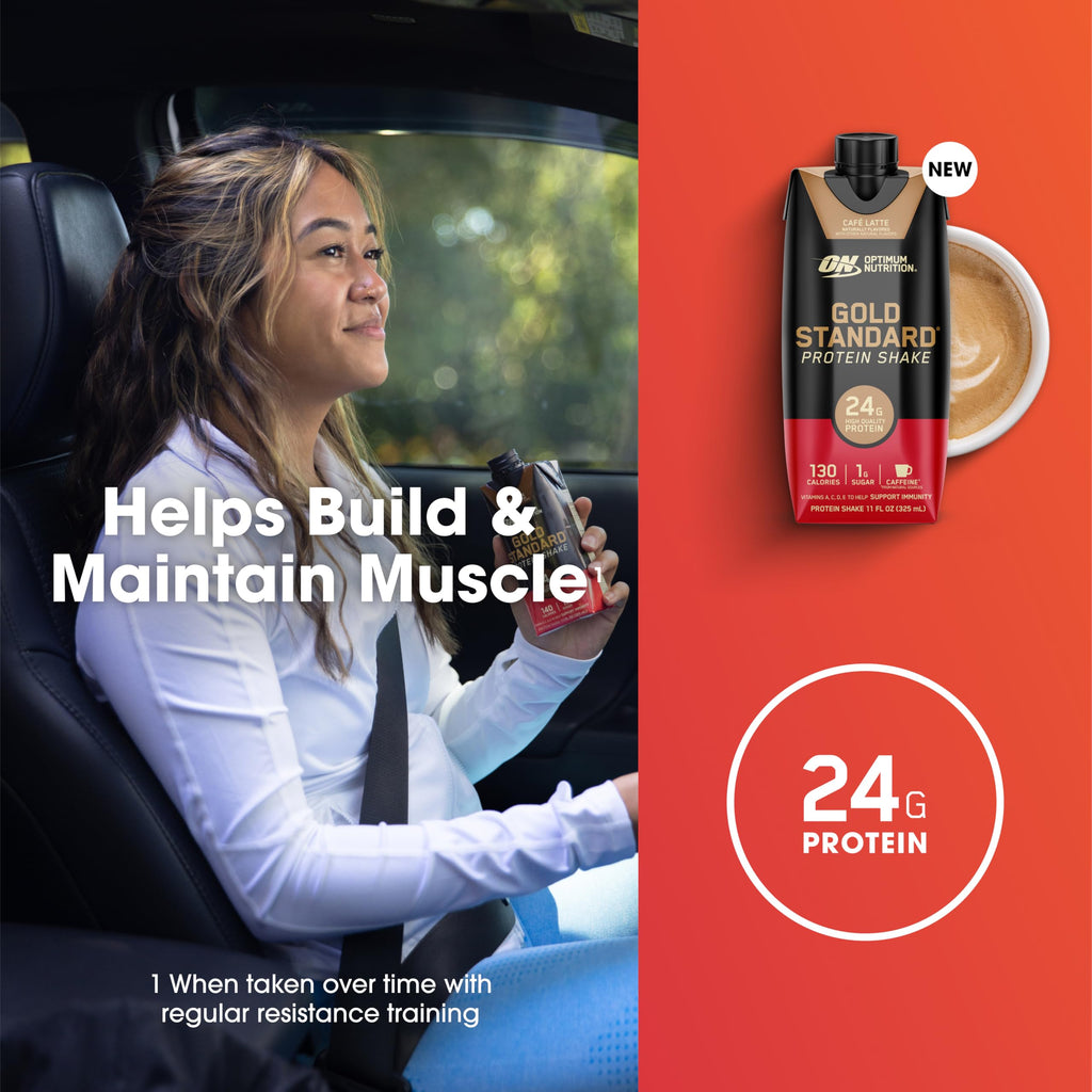 Optimum Nutrition Gold Standard Protein Shake, 24g Protein, Ready to Drink Protein Drinks, Chocolate, 11 Fl Oz, 12 Count (Pack of 1) (Packaging May Vary)