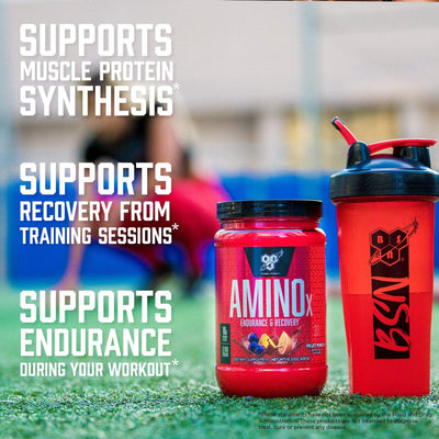 BSN Amino X Muscle Recovery & Endurance Powder with BCAAs, 10 Grams of Amino Acids, Keto Friendly, Caffeine-Free, Support Endurance, Zero Sugar, Grape, 30 servings, 15.34 Ounce (Packaging May Vary)
