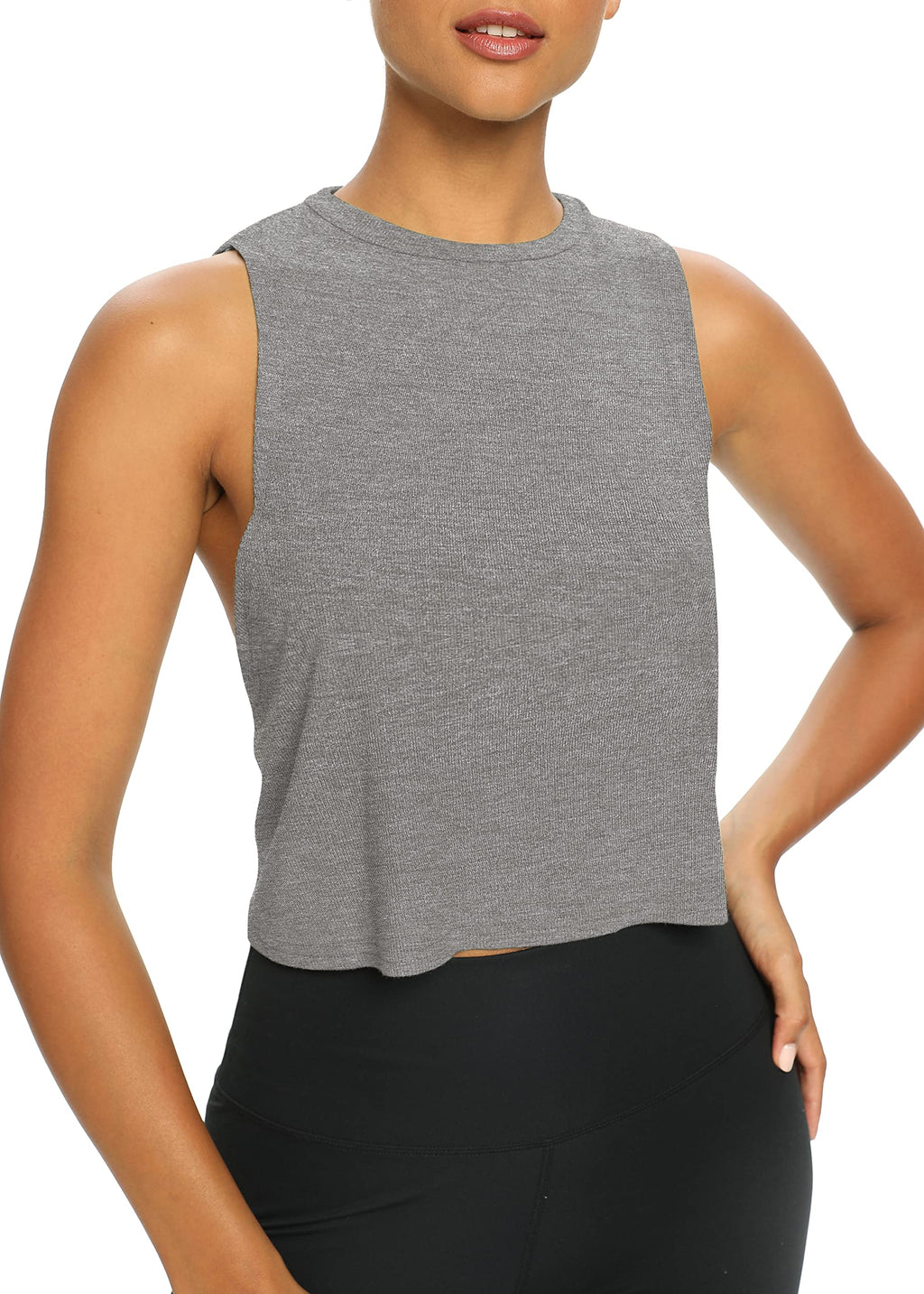 Bestisun Womens Open Back Workout Shirts Cropped Yoga Tank Tops Backless Athletic Clothes