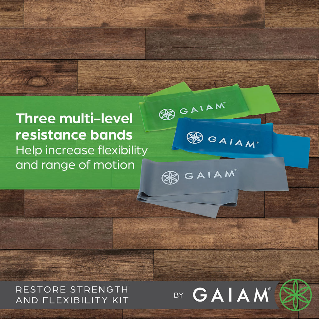 Gaiam Restore Strength and Flexibility Resistance Band Kit Set