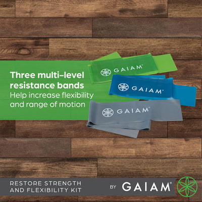 Gaiam Restore Strength and Flexibility Resistance Band Kit Set