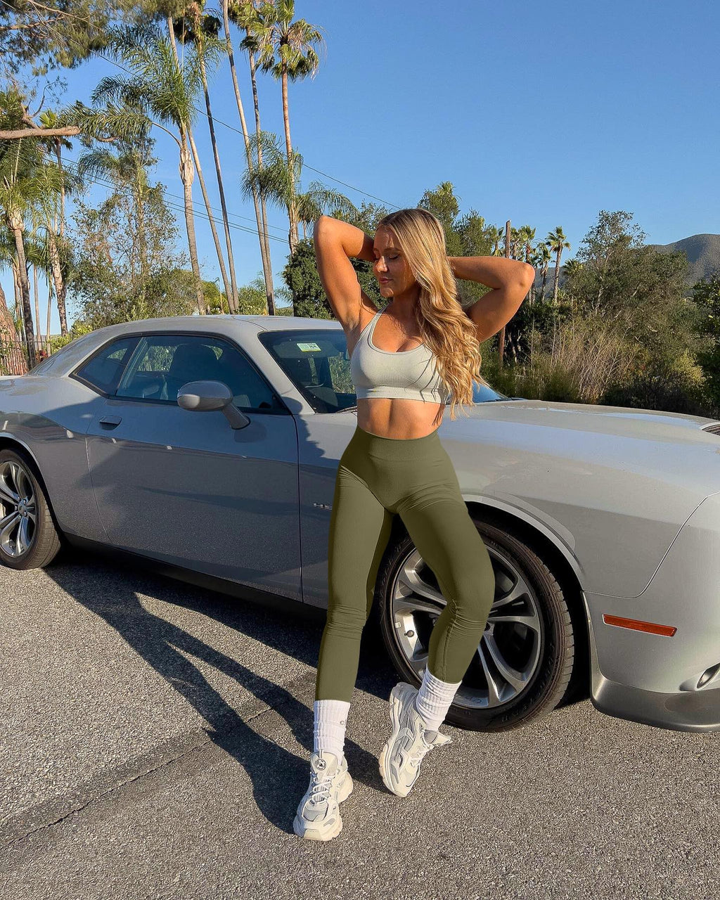 OQQ Women's 2 Piece Yoga Legging Seamless Workout High Waist Butt Liftings Athletic Leggings