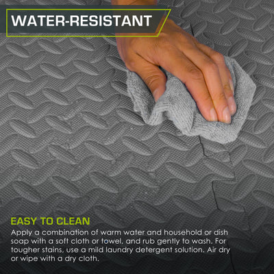 ProsourceFit Puzzle Exercise Mat ½ in, EVA Interlocking Foam Floor Tiles for Home Gym, Mat for Home Workout Equipment, Floor Padding for Kids, Black, 24 in x 24 in x ½ in, 24 Sq Ft - 6 Tiles