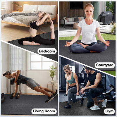 BesWin Large Exercise Mat 8'x4'x6mm/8mm, Extra Thick Workout Mats for Home Gym Flooring, High Density Non-Slip Gym Mats Fitness Mat for Cardio, Weights, Jump Rope, Fitness-Use With or Without Shoes