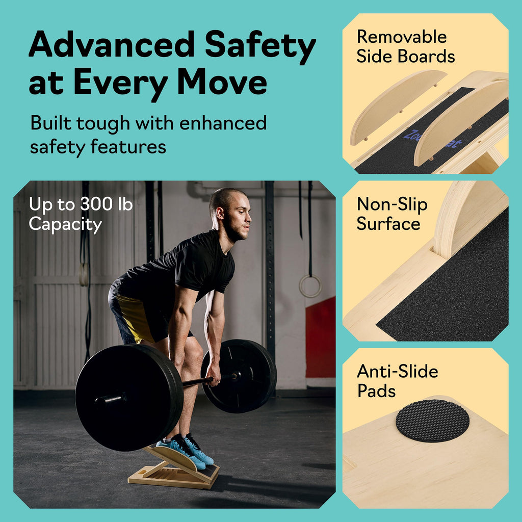 Slant Board with 6 Incline Angles - Transforms Into a Balance Board - Premium Calf Stretcher and Wobble Board for Effective Calf Stretching and Squats