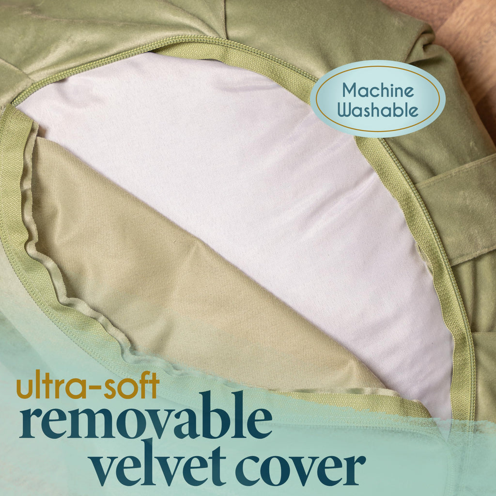 Florensi Meditation Cushion - Comfortable Floor Pillow - Traditional Tibetan Meditation Pillow with Beautiful Velvet Cover - Large Floor Cushion Seating for Adults - Premium Yoga Buckwheat Bolster