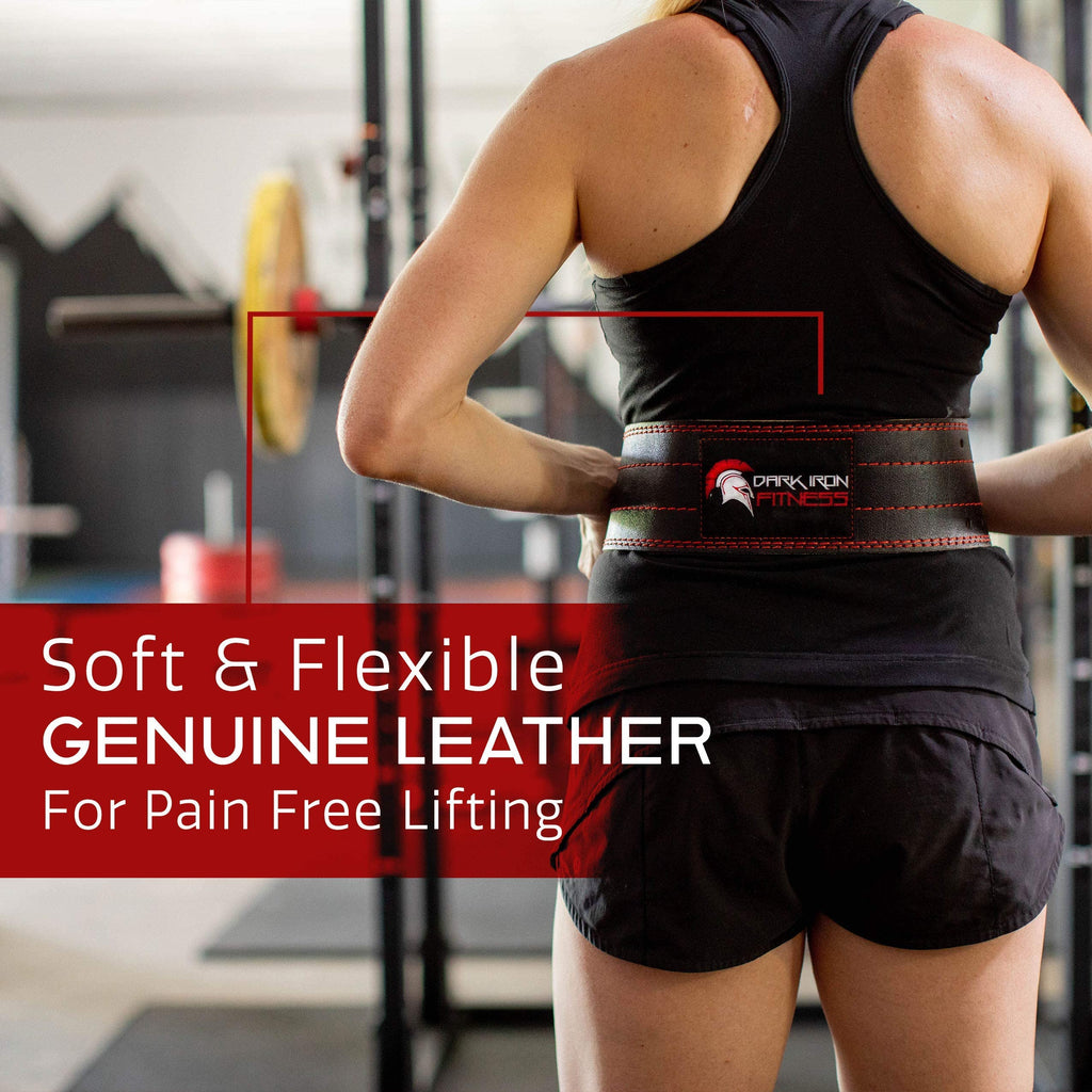 Dark Iron Fitness Weight Lifting Belt for Powerlifting Deadlift Training, Premium Leather for Core Support Gym Strength Workout