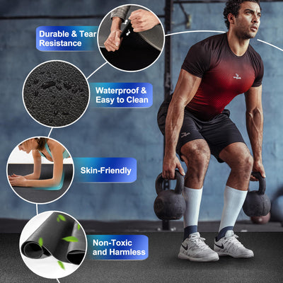 BesWin Large Exercise Mat 8'x4'x6mm/8mm, Extra Thick Workout Mats for Home Gym Flooring, High Density Non-Slip Gym Mats Fitness Mat for Cardio, Weights, Jump Rope, Fitness-Use With or Without Shoes