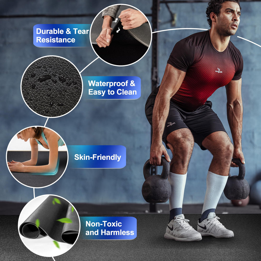 BesWin Large Exercise Mat 8'x4'x6mm/8mm, Extra Thick Workout Mats for Home Gym Flooring, High Density Non-Slip Gym Mats Fitness Mat for Cardio, Weights, Jump Rope, Fitness-Use With or Without Shoes