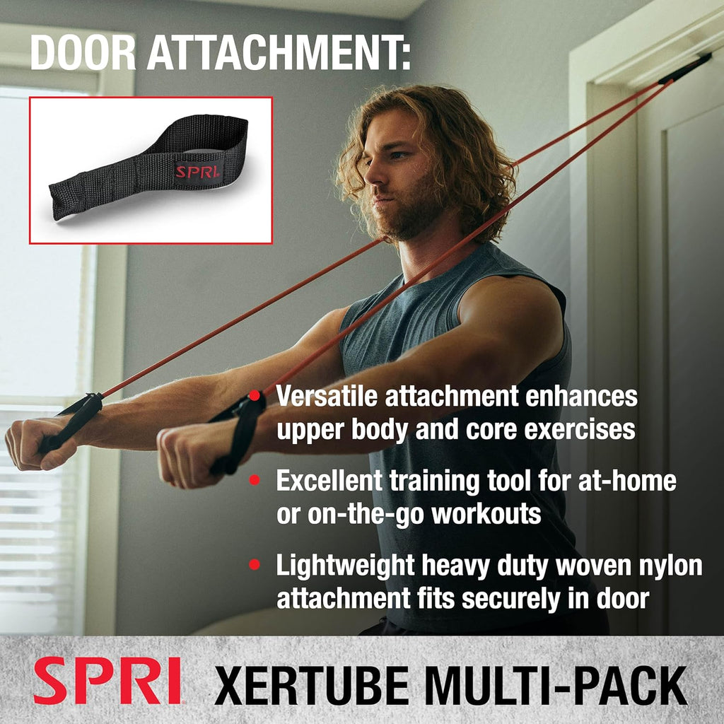 SPRI Xertube Resistance Bands with Handles – All Exercise Cords Sold Separately with Home Gym Workout Fitness Door Anchor Attachment Option