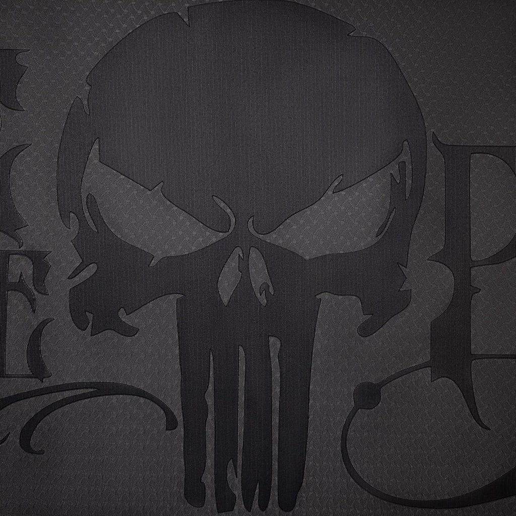 Hero Lyfe Yoga Mat – “We the People” Skull Engraving, Non-Slip Black TPE, 72" x 24" x 6mm, Patriotic Fitness Mat for Veterans and First Responders