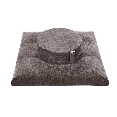 Meditation Zafu Cushion Set with Buckwheat Hulls & Memory Foam - Ergonomic Support for Yoga & Sitting - Removable Machine-Washable Luxury Velvet Cover - for Adults and Kids (Blue)