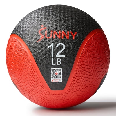 Sunny Health & Fitness Medicine Ball, Textured Rubber, Core Strength & Balance Training, Bouncing, Weight for Home Workouts 4,6,8,10,12,15,20,25,30LB Options