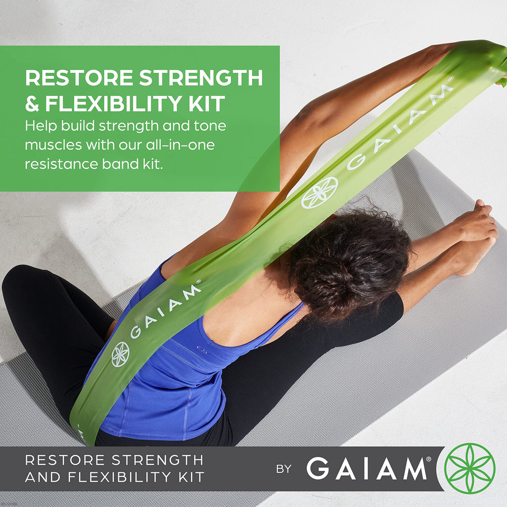 Gaiam Restore Strength and Flexibility Resistance Band Kit Set