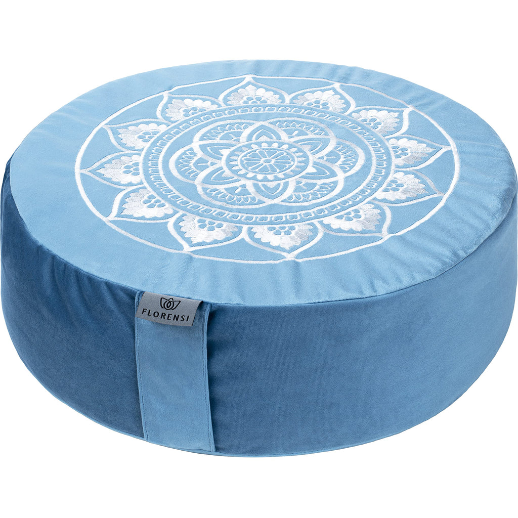 Florensi Meditation Cushion - Comfortable Floor Pillow - Traditional Tibetan Meditation Pillow with Beautiful Velvet Cover - Large Floor Cushion Seating for Adults - Premium Yoga Buckwheat Bolster