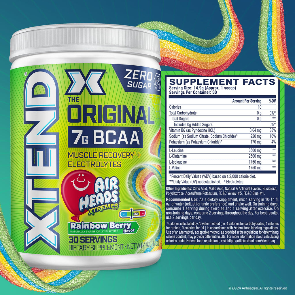 Xtend Original BCAA Powder 7g BCAA and 2.5g L-Glutamine, Sugar Free Post Workout Muscle Recovery Drink with Amino Acids for Men & Women, 30 Servings