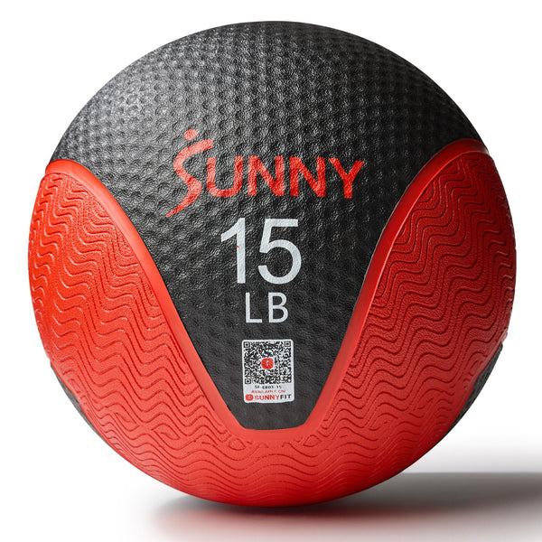 Sunny Health & Fitness Medicine Ball, Textured Rubber, Core Strength & Balance Training, Bouncing, Weight for Home Workouts 4,6,8,10,12,15,20,25,30LB Options