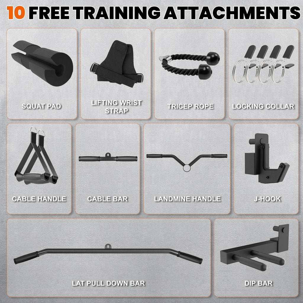 Smith Machine Home Gym with Aluminum Pulley Set- 2000lbs Capacity All-in-One Power Rack with Cable Crossover, Pull-Up Bar & Dip Station, Includes 18 Attachments, P107 Anvil