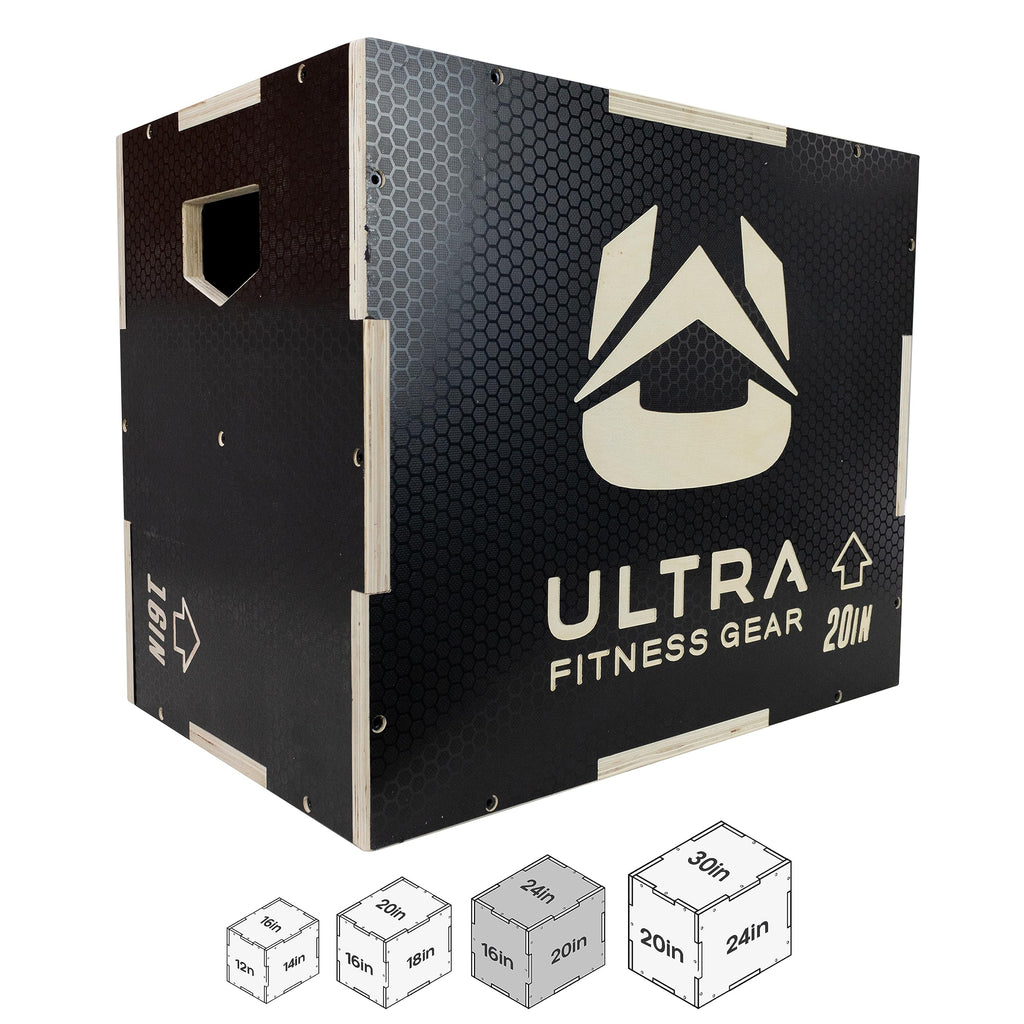 Ultra Fitness Gear Wooden Plyo Box, 31 Plyometric Jump Training Squat, Step Up, Jumps & More Workout Size S, M, L, XL