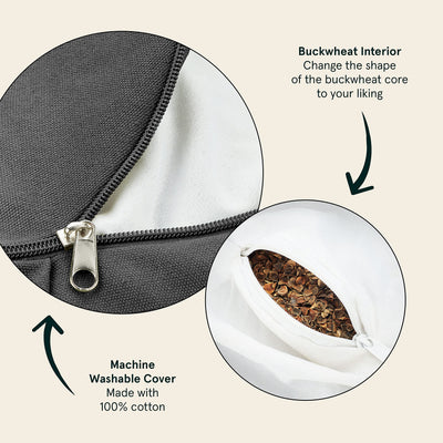 Retrospec Sedona Zafu Meditation Cushion with Buckwheat Hull Fill - Adjustable Yoga & Pilates Equipment Support - 17in Crescent Cotton Cover