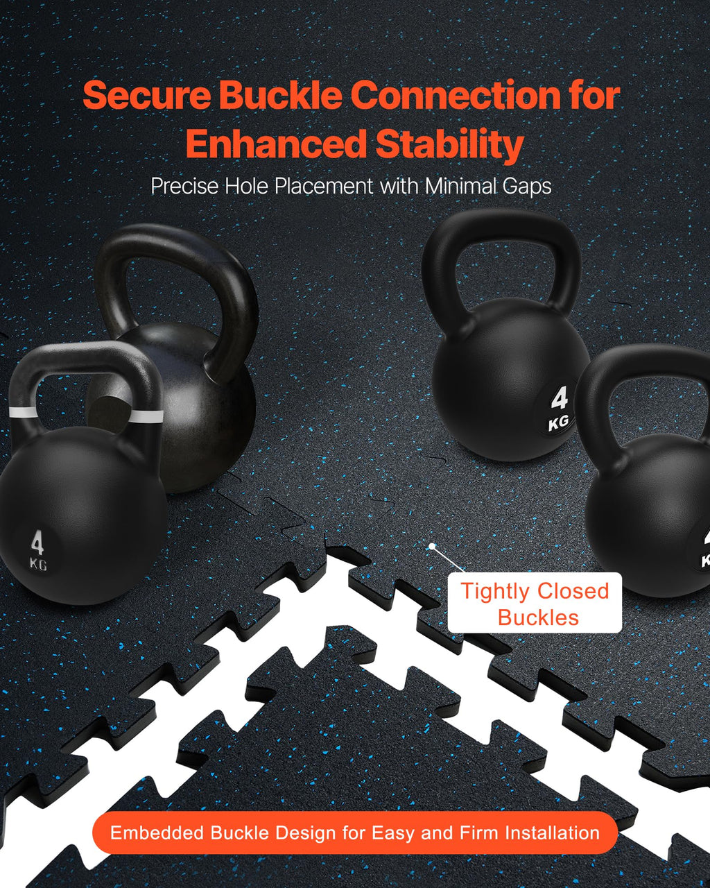 VEVOR 0.56Inch 48sq.ft 12 Tiles Gym Flooring for Home Gym, Rubber Top with High Density EVA Foam, 25 x 25In Gym Floor Exercise Equipment Mats, Interlocking Gym Mats, Puzzle Workout Mats, Black & Gray