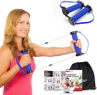 Gwee Gym - Resistance Bands Exercise Kit, LITE, Blue Exercise Bands, Build Lean Muscle with Workout Bands, Easily Portable, Includes an Accessory Kit, DVD, Travel Bag & Healthy Eating e-Book
