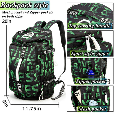 Gym Duffle Bag Backpack with Shoe Compartment,4 ways Travel Backpack for Women and Men,Multi-Functional Weekender bag with Waterproof Layer&Laptop Compartment for Fitness, Travel,Camping