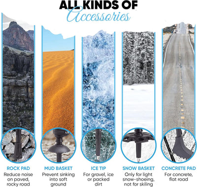 Laniti Nordic Walking Sticks – Adjustable Hiking Poles Expandable to 54" – Lightweight Trekking Poles with 10 Tips – Shock-Absorbing Carbon Fiber & Aluminum – for Men, Women