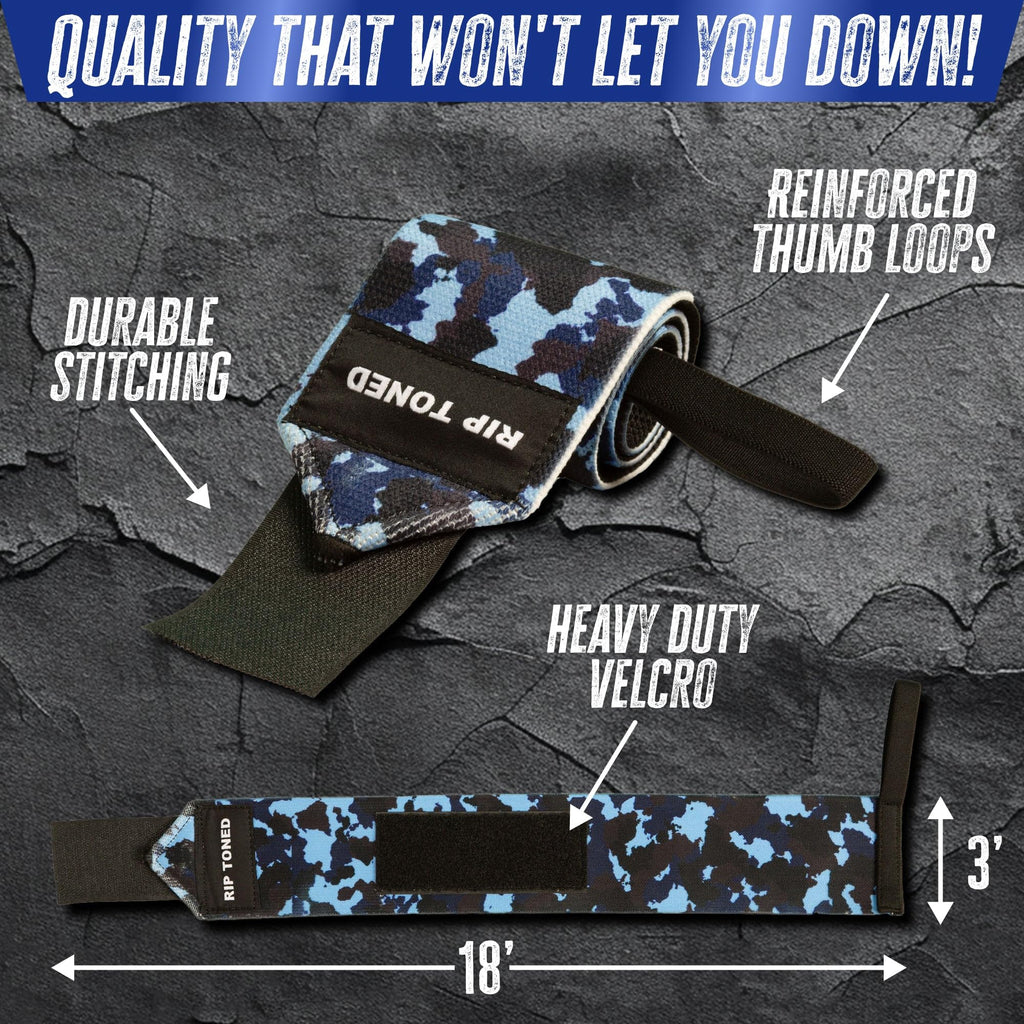 Rip Toned 18” Wrist Wraps - USPA Endorsed Wrist Straps for Weightlifting - Quality Wrist Support - Adjustable, Durable, Machine Washable - Gym Wraps for Powerlifting - for Men & Women