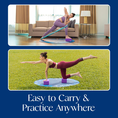 Tumaz Non-Slip Yoga Blocks 2-Pack - High Density/Lightweight EVA Foam & Natural Cork for Stability, Premium Set with E-Book Included