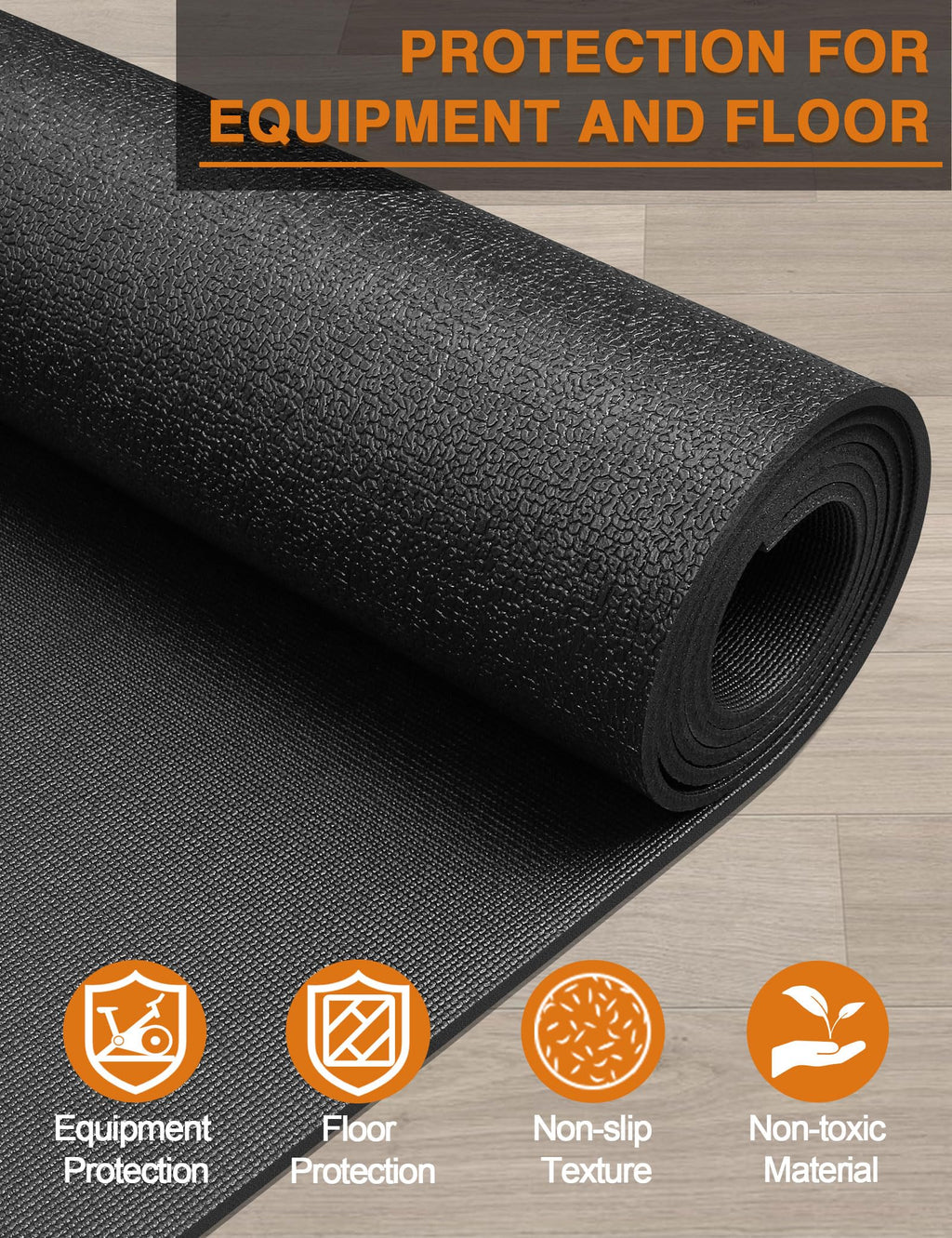 Treadmill Mat 96"x36", WERCHO Walking Pad Mat for Carpet Hardwood Floors 6mm Heavy-Duty Exercise Equipment Mat for Rowing Machine, Treadmil Pad, Spin Bike, Elliptical Trainer, Home, Gym