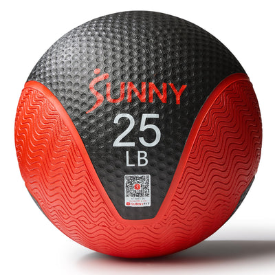 Sunny Health & Fitness Medicine Ball, Textured Rubber, Core Strength & Balance Training, Bouncing, Weight for Home Workouts 4,6,8,10,12,15,20,25,30LB Options