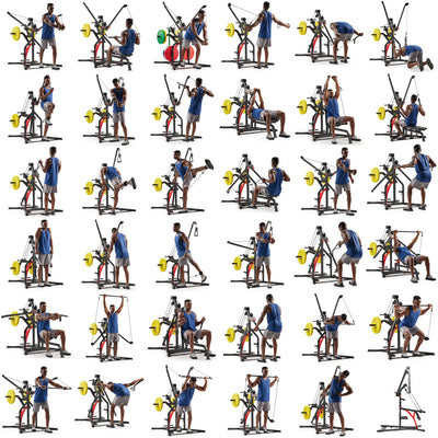 Sunny Health & Fitness Multifunctional Strength Training Home Gym – Complete Workout Equipment with Training Attachments, Optional Squat Stand, Power Rack Cage, Adjustable Incline Bench