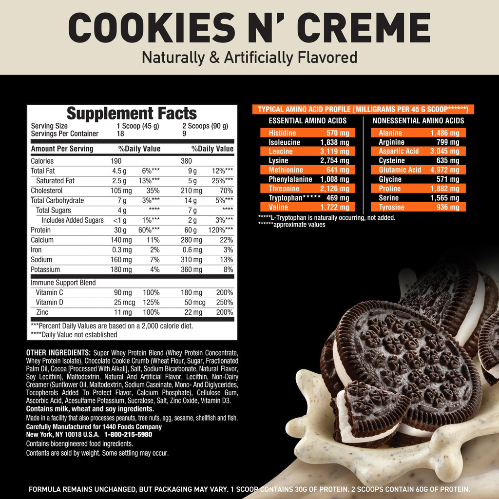 Body Fortress Super Advanced Whey Protein Powder, Strawberry, Immune Support (1), Vitamins C & D Plus Zinc, 1.78 lbs